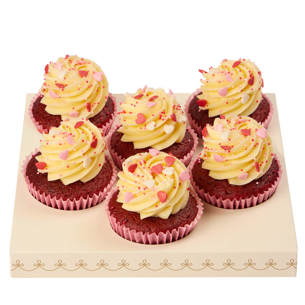 Red Velvet Cupcake Box of 6 - Peggy Porschen Cakes Ltd