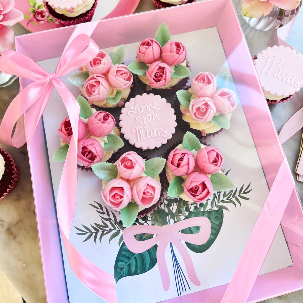 Rosy Red Velvet Cupcake Bouquet - Peggy Porschen Belgravia Ltd