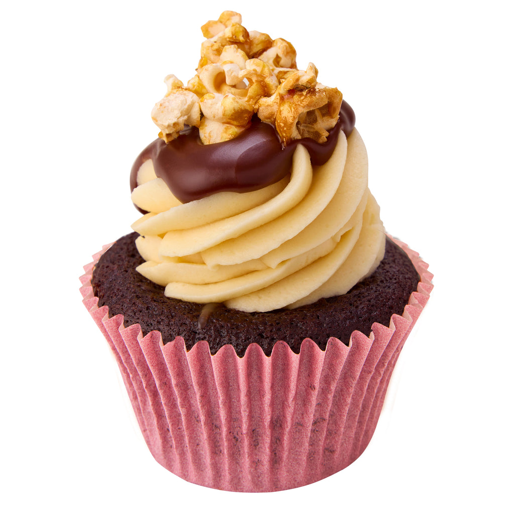 Chocolate, Salted Caramel & Popcorn Cupcake - Peggy Porschen Cakes Ltd